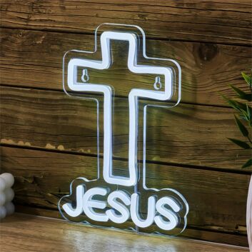 Add a Heartfelt Glow to Weddings, Celebrations, and Home Sanctuaries with the Cross With Love Back Plate LED Neon Sign.