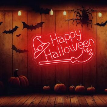 Happy Halloween Neon Sign, LED Sign for Halloween Door Decoration