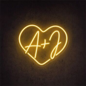 Brighten Your Wedding, Home, or Anniversary Party with the Personalized Charm of Custom Initials Heart A J Wedding LED Neon Sign.