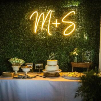 M + S Script Custom Initials LED Neon Sign
