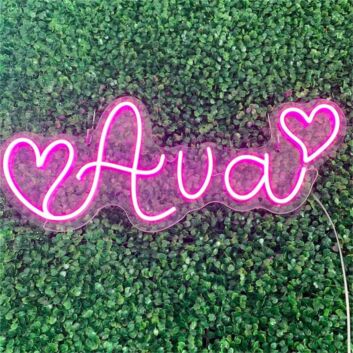 Brighten Up Your Special Day: Custom Name Ava With Heart LED Neon Sign for Weddings, Anniversaries, and Home Decor.