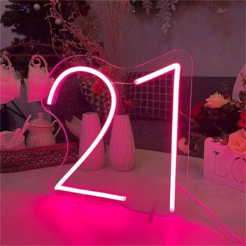 Brighten Your 21st Birthday Bash and Home Space with the Custom Number 21 Birthday Party LED Neon Sign