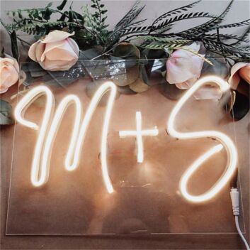 Brighten Your Special Day and Nights: Custom Wedding M and S LED Neon Sign for Ceremonies, Receptions, and Romantic Home Ambiance