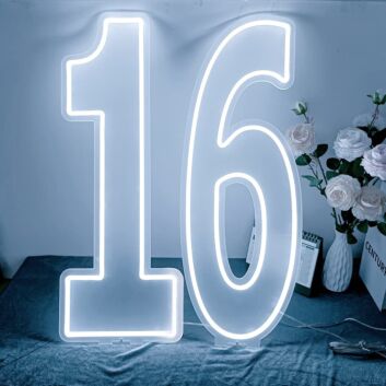 Brighten Your Sweet 16 Celebration & Glam Up Your Room with Customized LED Neon Light Number 16 Birthday LED Neon Sign.