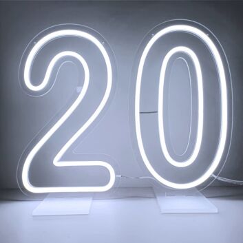 Brighten Up Your 20th Birthday Bash, Home Decor, or Office with a Customized LED Neon Light Number 20 Birthday LED Neon Sign