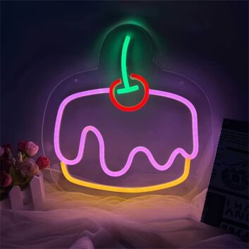 Brighten your celebrations and spaces with Delicious Cake LED Neon Sign Party - Perfect for Weddings, Bar Ambiance, and Home Decor.
