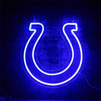 Blue Horseshoe Football LED Neon Sign