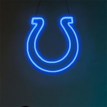 Blue Horseshoe Football LED Neon Sign