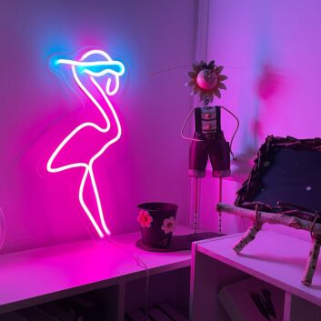 Flamingo with Hat LED Neon Sign