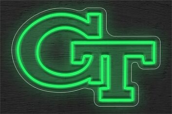 Brighten Your Game Day: Georgia Tech Gt Logo LED Neon Sign for Sports Bar, Man Cave, and Dorm Room Decor