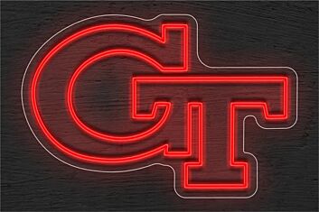 Brighten Your Game Day: Georgia Tech Gt Logo LED Neon Sign for Sports Bar, Man Cave, and Dorm Room Decor