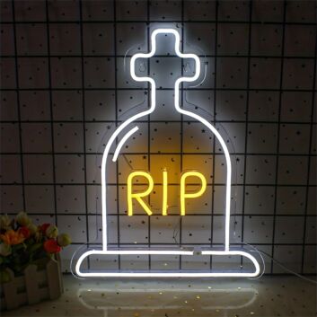 RIP Cross Headstone Halloween LED Neon Sign