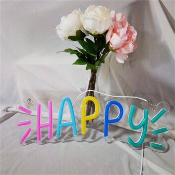 Brighten up your space, from cozy dinners at home to vibrant office gatherings, with the Happy Colorful LED Neon Sign.