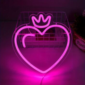 Brighten Your Love-filled Events and Spaces: The Heart Shape With Crown LED Neon Sign for Weddings, Anniversaries, and Romantic Home Decor.
