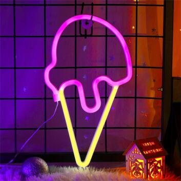 Brighten Up Your Space: Ice Cream LED Neon Sign USB Powered for Home Decor, Bars, and Birthday Celebrations
