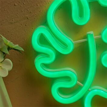 Brighten Your Space: Leaf Shape Green LED Neon Sign for Home Decor, Office Ambiance, or Vibrant Bar Settings