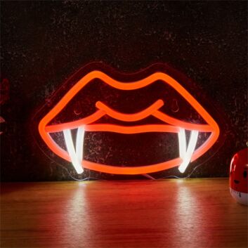 Brighten Your Bar, Party, or Game Room with the LED Neon Light Teeth Mouth Cool Fangs Man Cave.