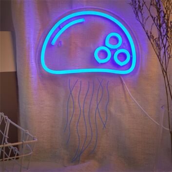 Add a Mesmerizing Glow to Your Space: LED Neon Sign Jellyfish Shaped Night Lights Perfect for Home Decor, Bars, and Special Events.