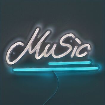 Music Script LED Neon Sign with Cyan Underline