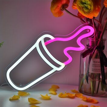 Tipped Cup with Splash LED Neon Sign