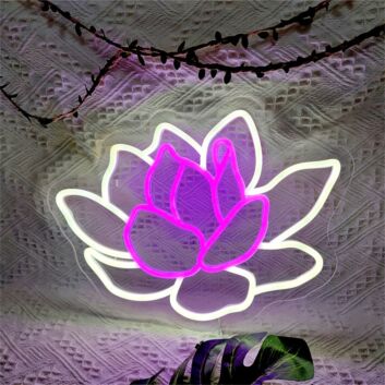 Pink and White Lotus Flower LED Neon Sign