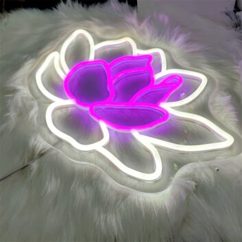 Pink and White Lotus Flower LED Neon Sign