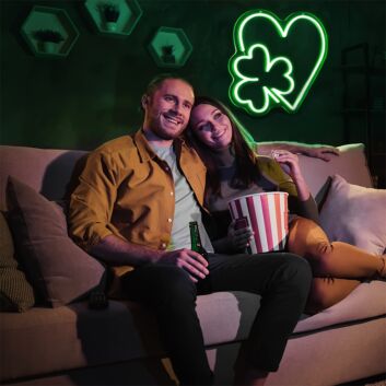 Add a Glow of Good Luck and Romance to Your Home, Office, or Wedding with the Love Shamrock LED Neon Sign