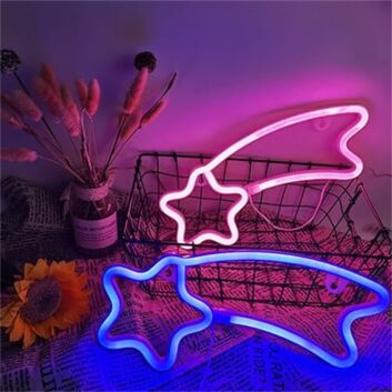 Brighten Up Your Space: Meteor LED Neon Sign Perfect for Bedroom, Gaming Setup, and Trendy Cafes