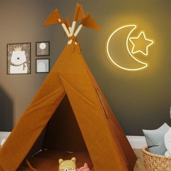 Crescent Moon and Star LED Neon Sign
