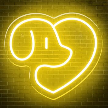 Dog Profile in Heart LED Neon Sign