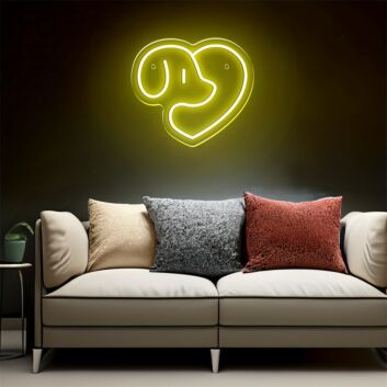 Dog Profile in Heart LED Neon Sign