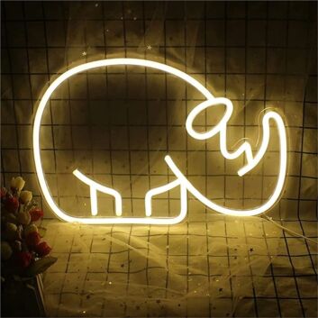 Elephant with Raised Trunk LED Neon Sign