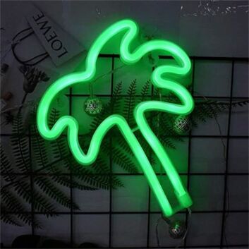 Brighten Up Your Beach-themed Party or Coastal Home Decor with the Palm Tree Shaped LED Neon Night Light Green LED Neon Sign.