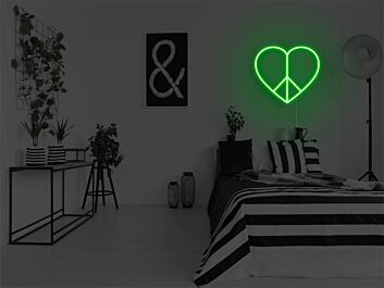 Peace Symbol inside Heart LED Neon Sign
