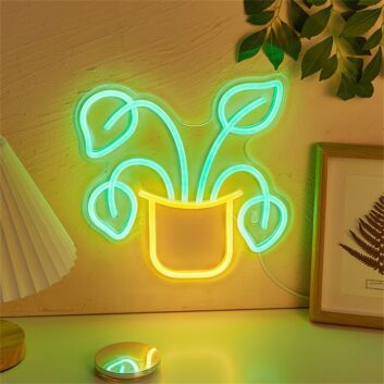 Potted Four-Leaf Sprout LED Neon Sign