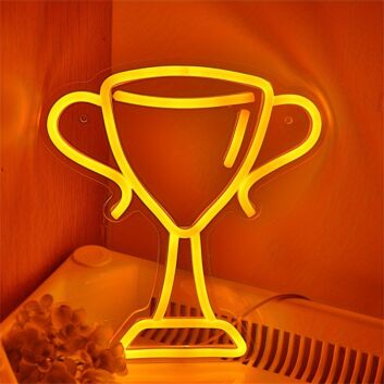 Brighten Your Celebrations and Game Nights with Power Trophy Cup Wall LED Neon Sign - Perfect for Home Decor, Bars, and Sports Lounges