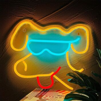 Puppy with Sunglasses LED Neon Sign