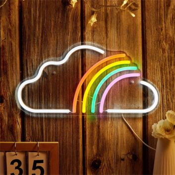 Brighten Up Your Spaces: From Cozy Corners at Home to Vibrant Parties with Rainbow Cloud Shaped White LED Neon Sign.