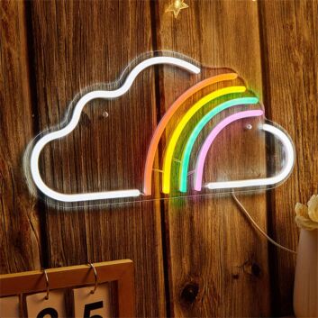 Rainbow beside Cloud LED Neon Sign