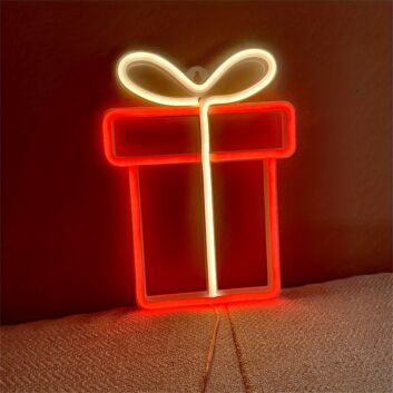 Ribbon-Wrapped Gift Box LED Neon Sign