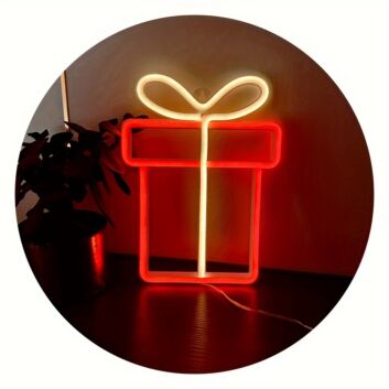 Ribbon-Wrapped Gift Box LED Neon Sign