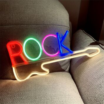 Brighten Your Space: Rock Sign For Wall Decor LED Neon Light for Home, Office, and Bar Ambiance Enhancement
