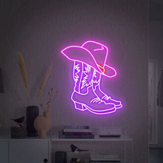 Erhellen Sie Ihre Westernnächte: Cowboy-Stiefel Neon-Schild Cowboyhut LED-Schild Stiefel und Hut Western-Heimdekor Perfekt für Bars, Partys und rustikal gestaltete Innenräume.
