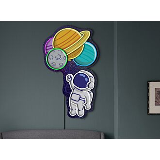 Erhellen Sie Ihr weltraumthematisches Zimmer, Ihre Bar oder Ihre Party mit dem astronomischen Charme des Astronauten-Neonzeichens: Astronaut Neon Planeten Neon Astronauten Kunstwerk Wanddekoration.