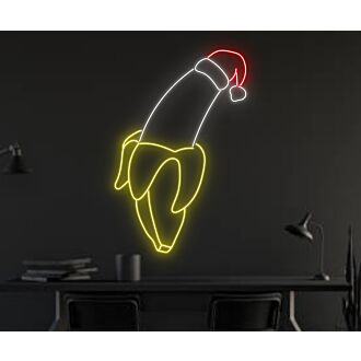 Brighten Your Festive Celebrations and Home Decor with the Whimsical Banana Christmas Hat Led Neon Sign Custom Banana Christmas Led Light – Perfect for Office, Storefronts, and Holiday Parties.