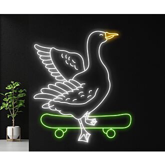 Erhellen Sie Ihren Raum mit der Duck Skateboarding LED Neonschild: Perfekt für Heimdekoration, Bars, Hochzeiten und Partys – Der Duck in Hat Skateboarder LED-Schild bringt Freude und Licht.