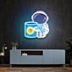 Astronaut with Moon Mug UV LED Neon Sign for Space-Themed Room Decor