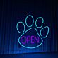 OPEN Paw Print LED Neon Sign