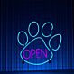 OPEN Paw Print LED Neon Sign