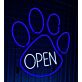 OPEN Paw Print LED Neon Sign